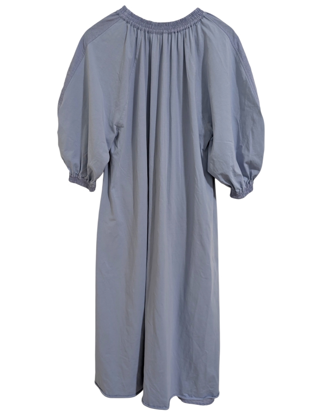 COS Light Blue Volume-Sleeve Mixed Media Midi Dress Pockets 3/4 Sleeves Size S - Picture 7 of 10